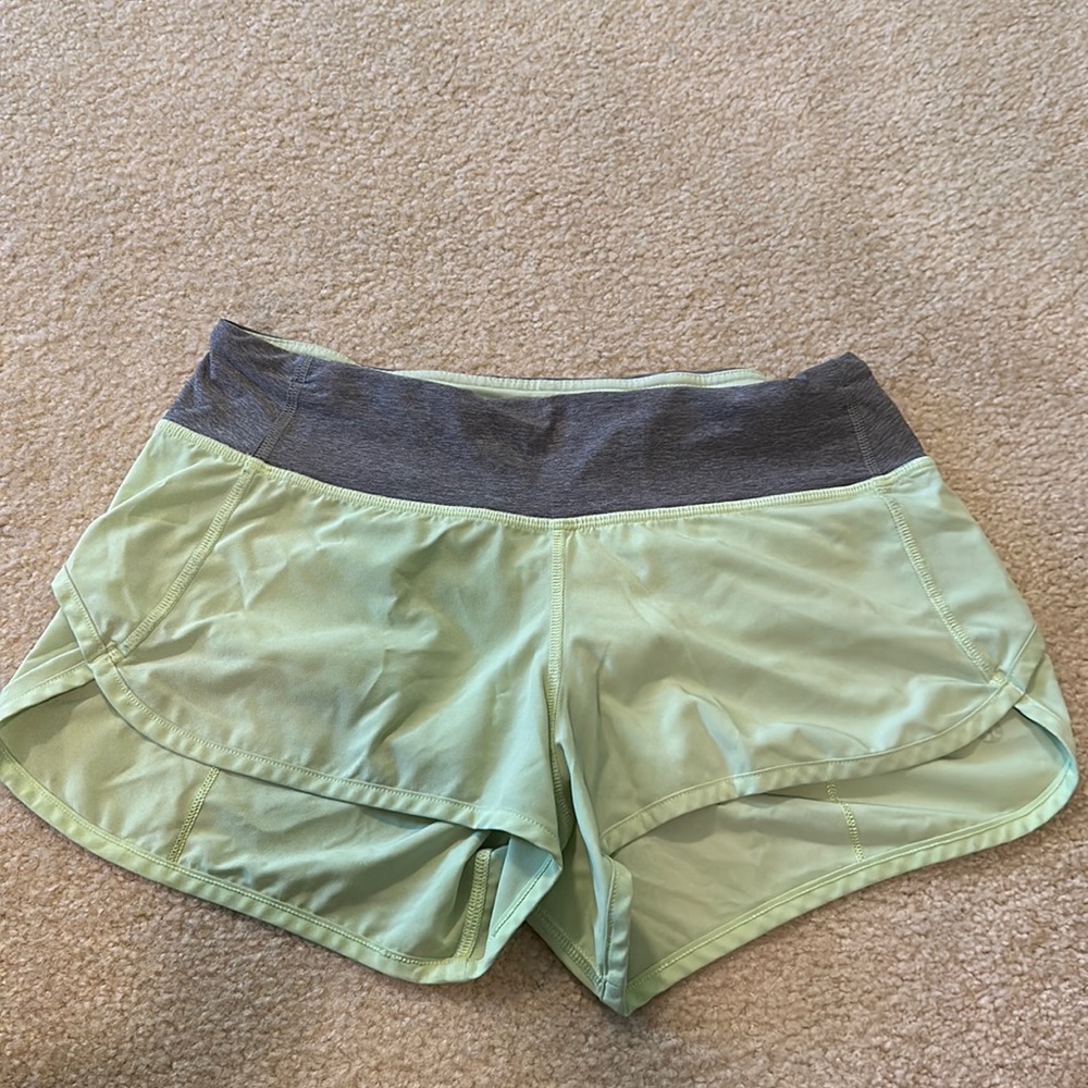 Green and gray lululemon shorts